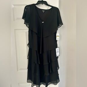 S.L. Fashions women’s short sleeve solid tiered chiffon dress